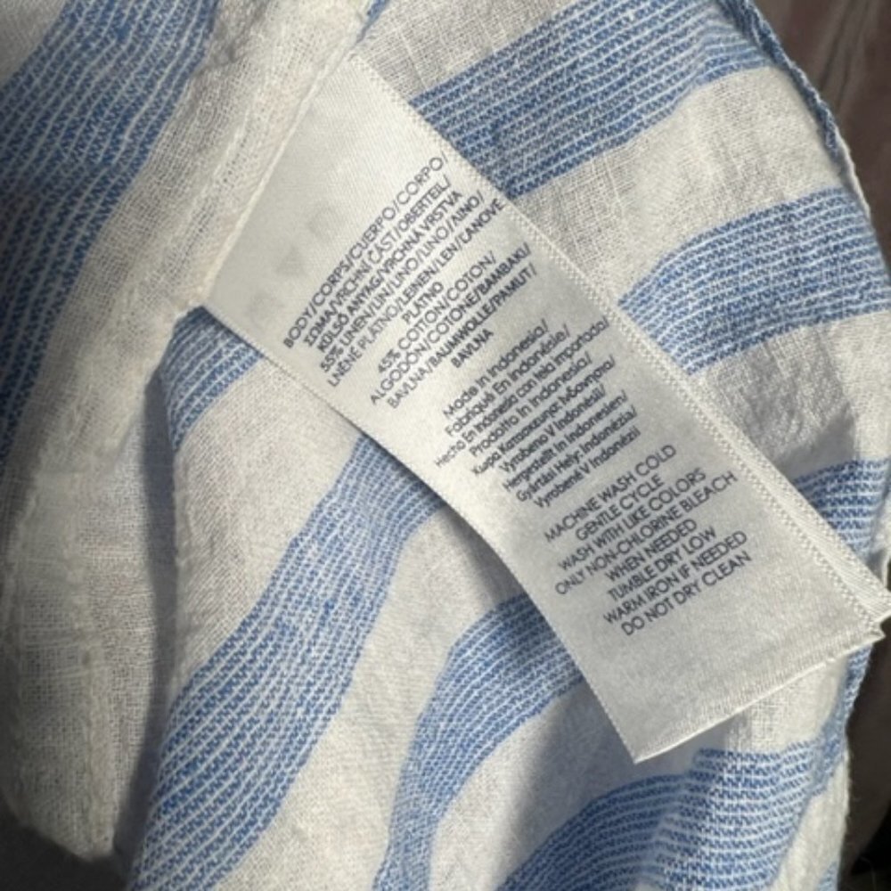 Chaps Womens Blue And White Striped Button Down Long Sleeve Shirt Size Small - Picture 8 of 8